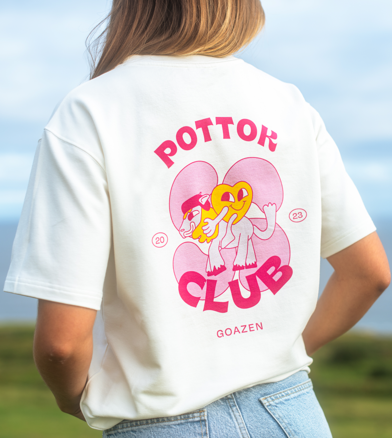 t-shirt pottok club blanc