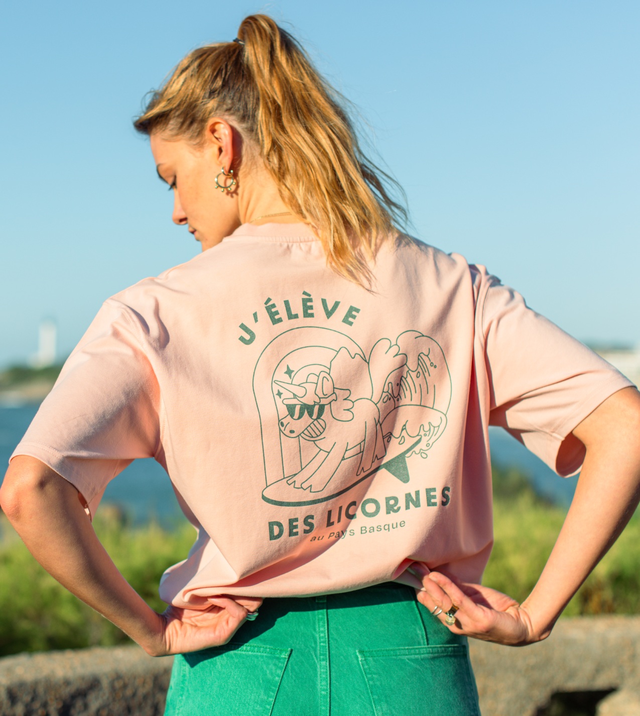 t-shirt oversize rose j'élève des licornes