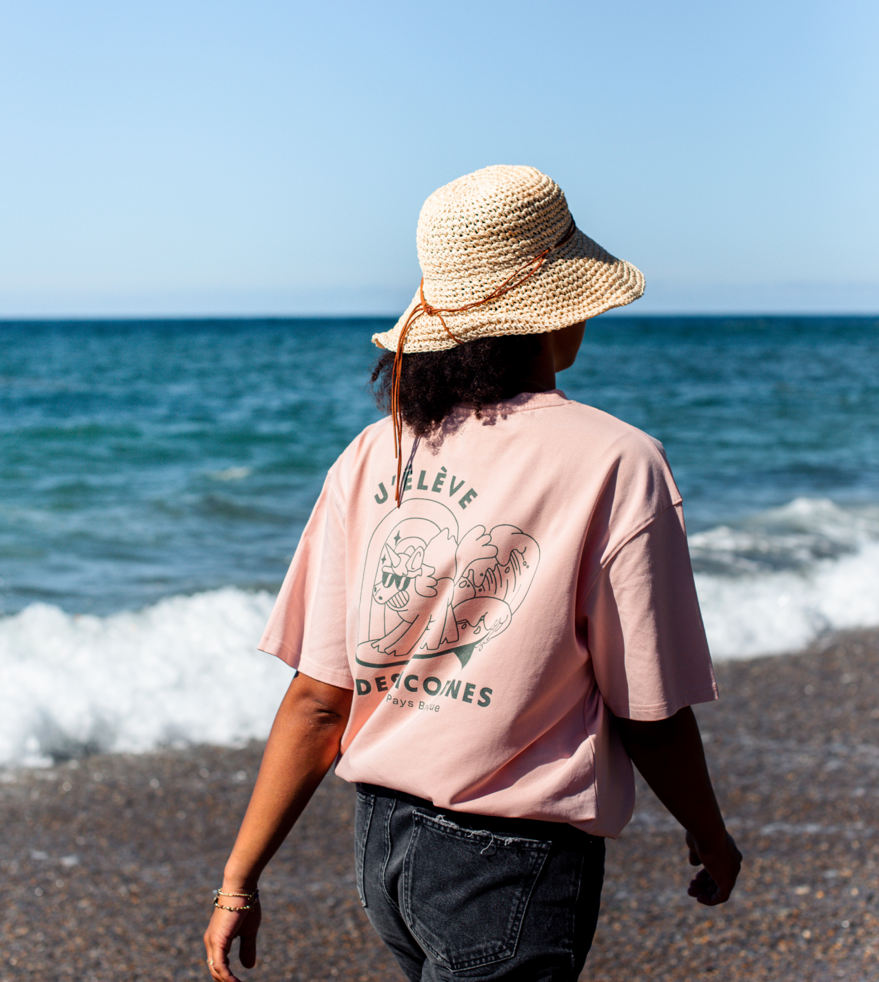 t-shirt oversize rose j'élève des licornes à cenitz