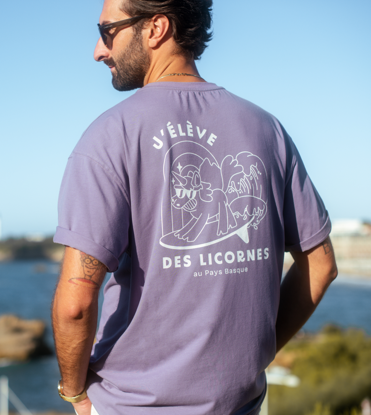 t-shirt oversize violet j'élève des licornes